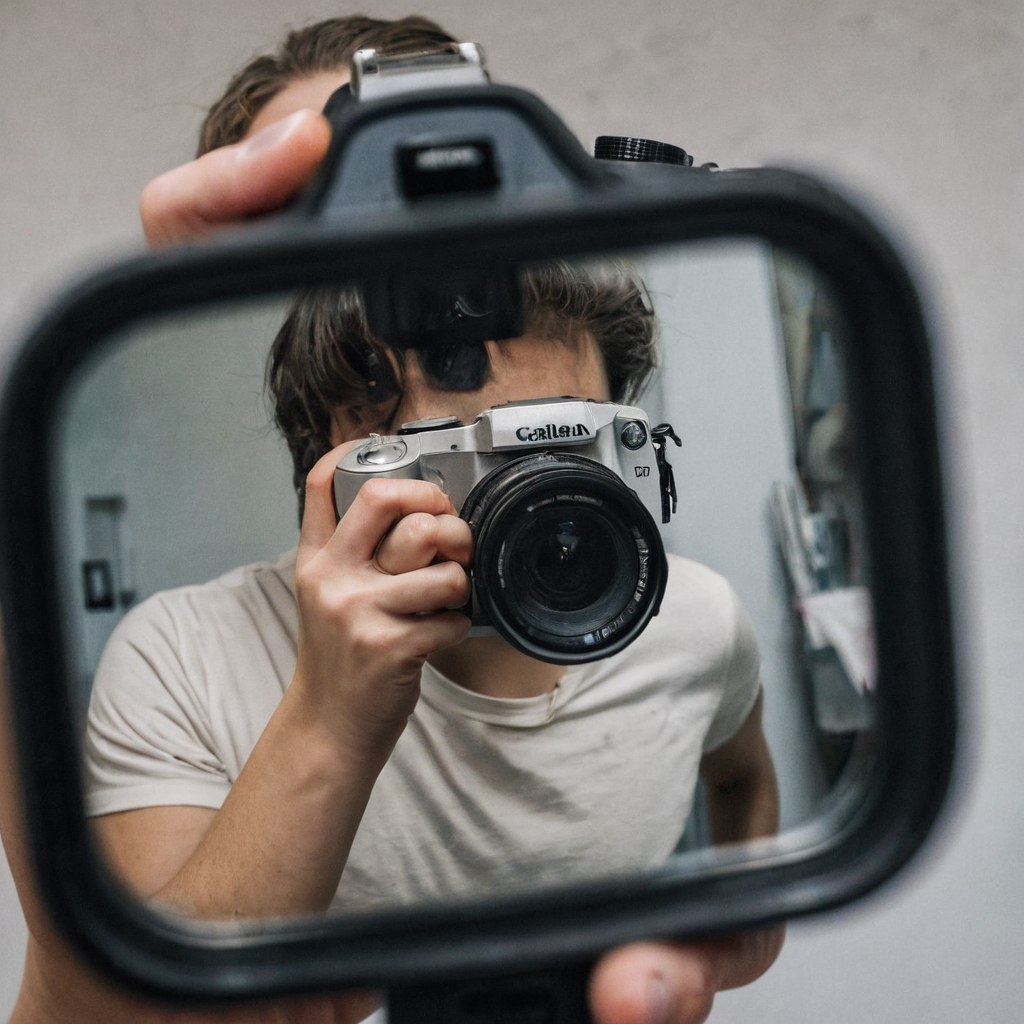 The mirror self-portrait that hides the face and keeps the act: timer on, camera up, honest window light.